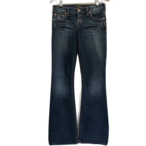 Silver Jeans Womens Size 28 Blue Dark Wash Aiko Boot Cut Jeans Embroidered - Picture 1 of 10